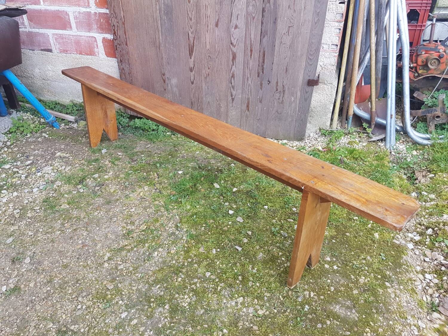 Old vintage solid wood bench