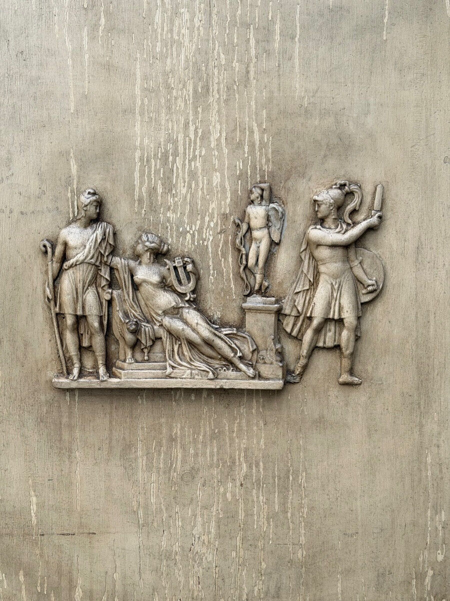 Directoire mirror or overmantel, stuccoed and painted wood, early 19th century.