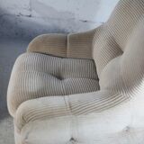 Pair of armchairs "space age". Beige corduroy velvet. France, circa 1970