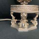 Old lamp foot silver metal and ostrich egg late nineteenth century