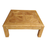 Square coffee table with a drawer in cherry wood.