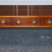 Coffee Table with 3 Drawers Military Campaign in Yew Wood, Elm and Brass, 1950s