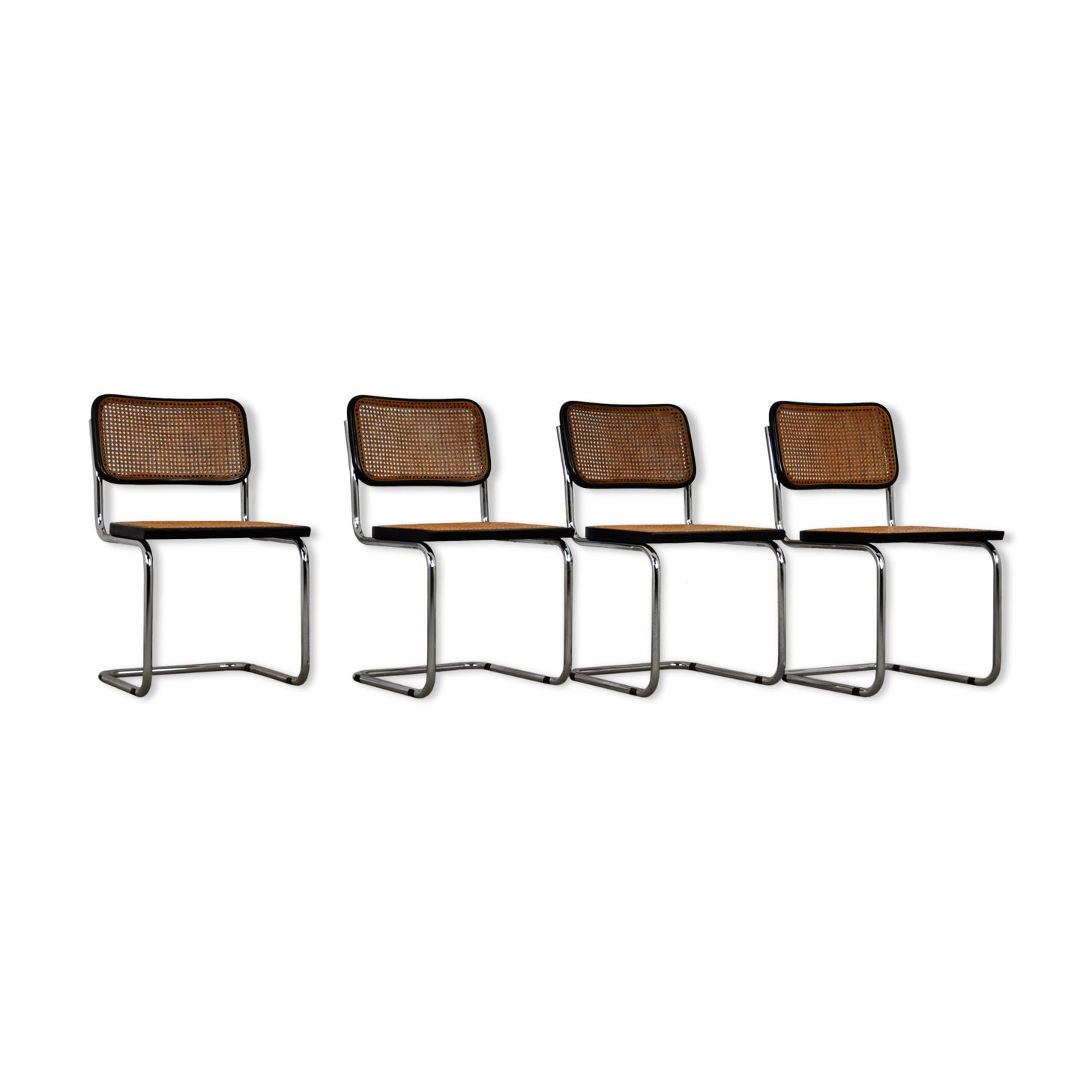 Set of 4 black dinning chairs B32 by Marcel Breuer