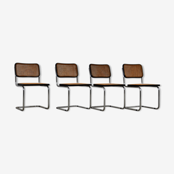 Lot de 4 chaises noires B32 de Marcel Breuer