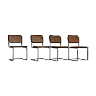 Set of 4 black dinning chairs B32 by Marcel Breuer