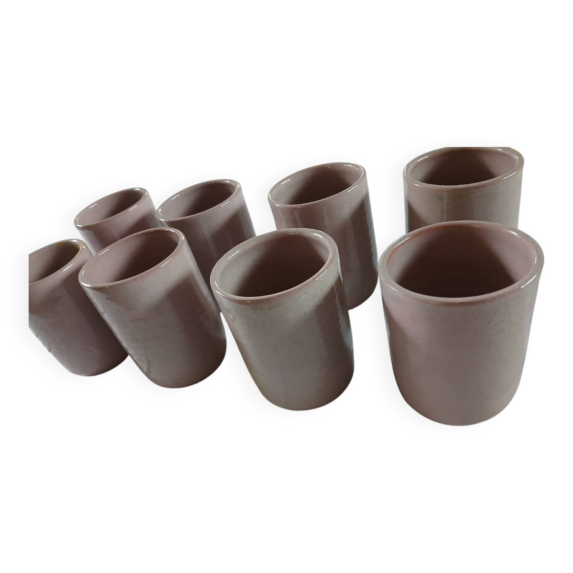 8 signed enamelled ceramic mugs