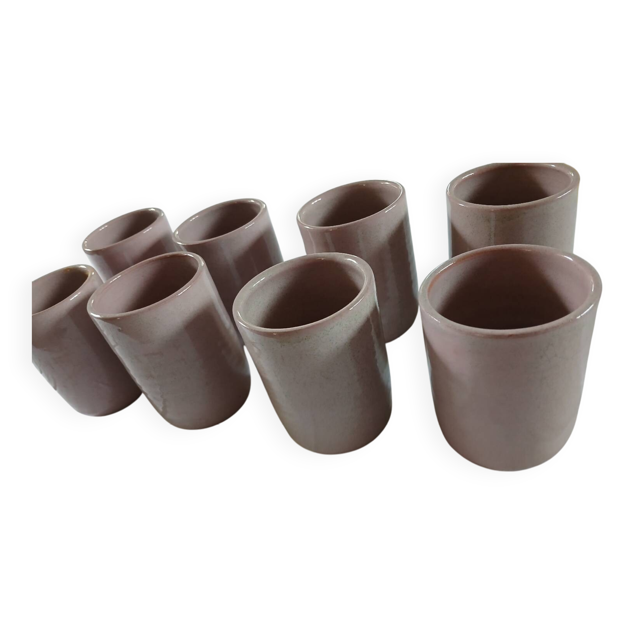 8 signed enamelled ceramic mugs