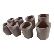 8 signed enamelled ceramic mugs