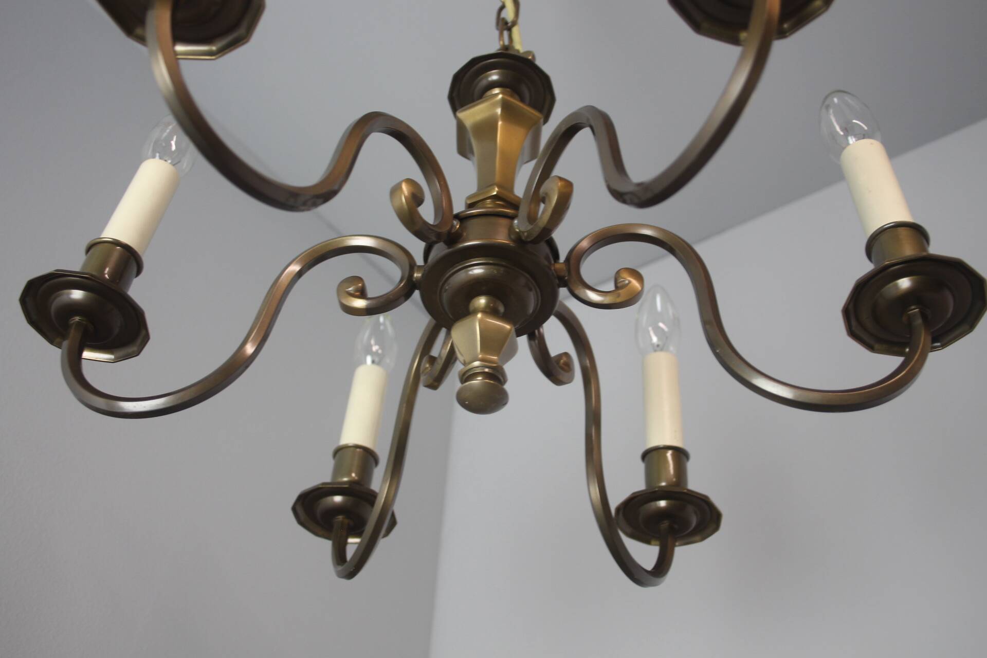 Vintage six-arm chandelier, 1970's.