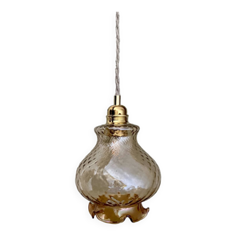 Vintage globe pendant light in amber glass