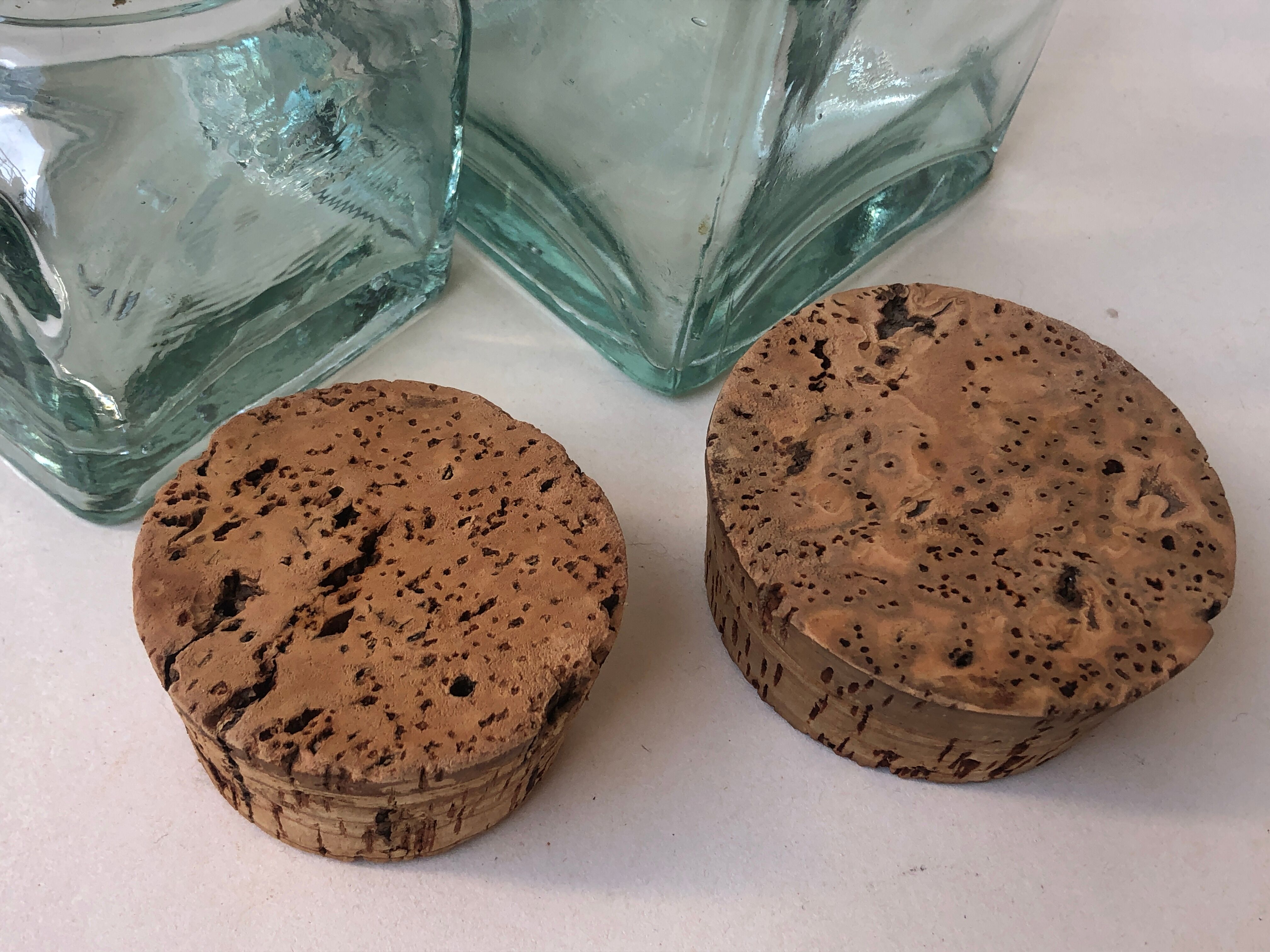 Set of 5 jars glass and Cork. 1970