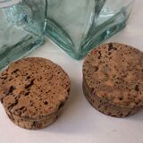 Set of 5 jars glass and Cork. 1970
