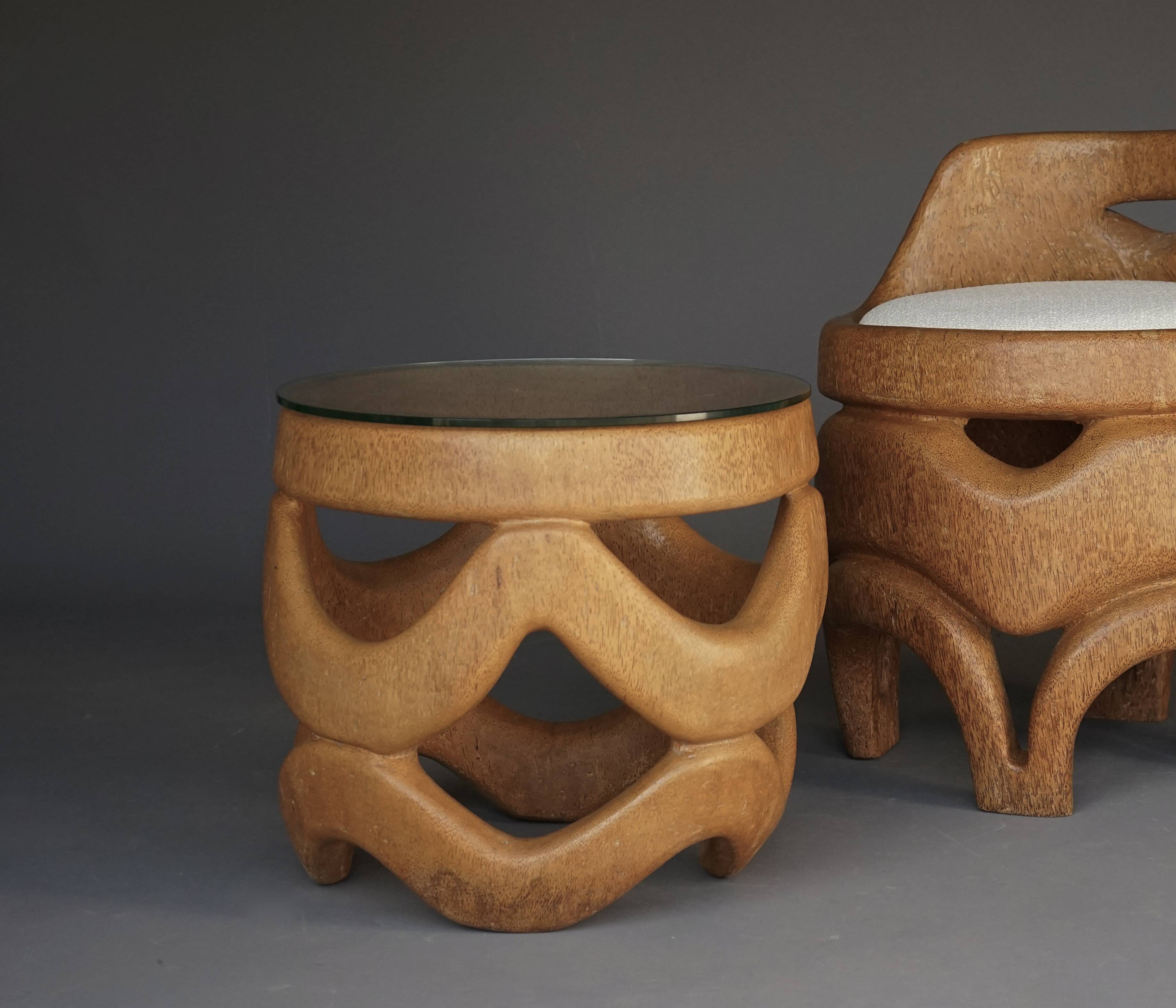 Organic Sculptural hand-crafted Palm Wood Coffee Table, 1970s
