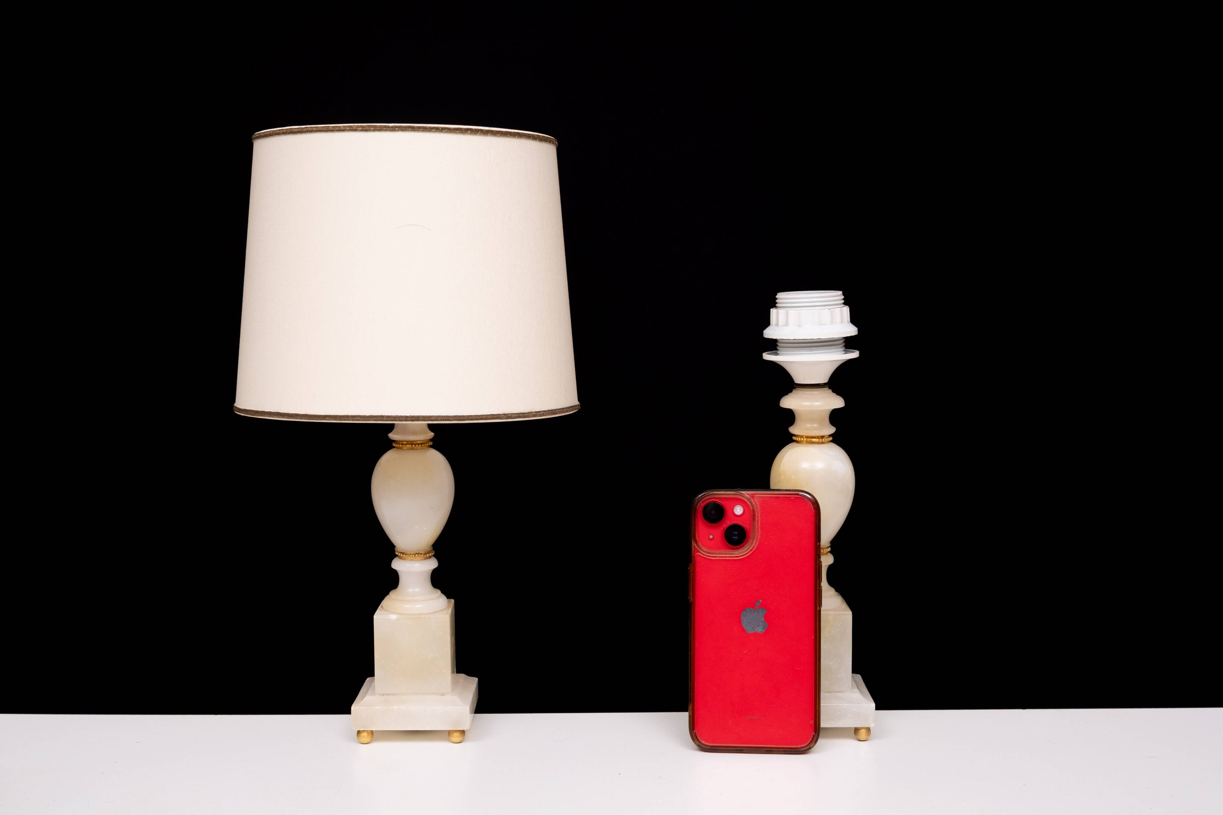 small Marble Table lamps Hollywood Regency 1970s Italy