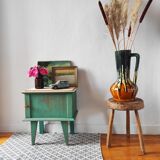 Patinated vintage bedside table