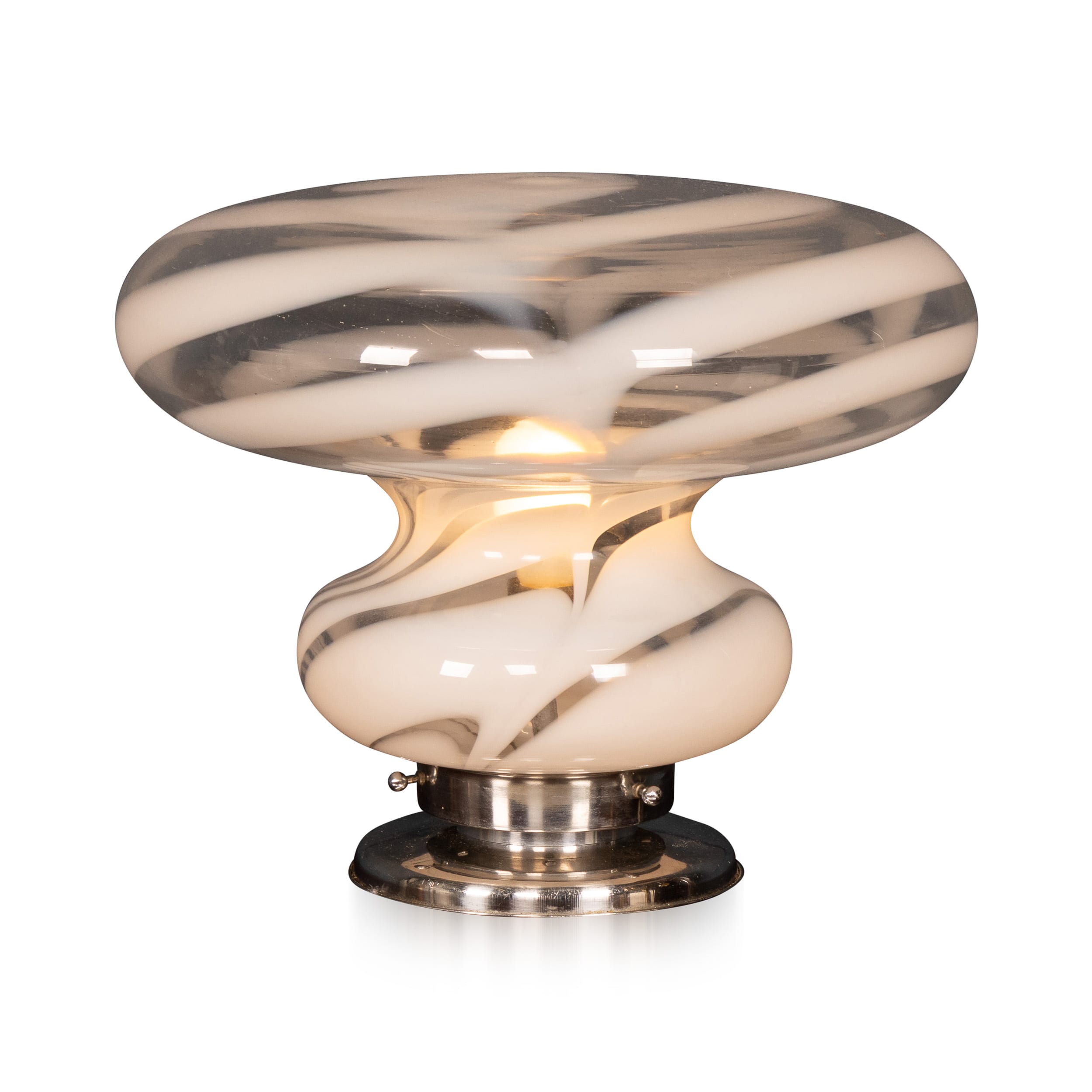Vintage 20thc italian hand blown glass table lamp, murano c.1970
