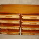Mahogany and straw chest of drawers, circa 1950, Mexican made