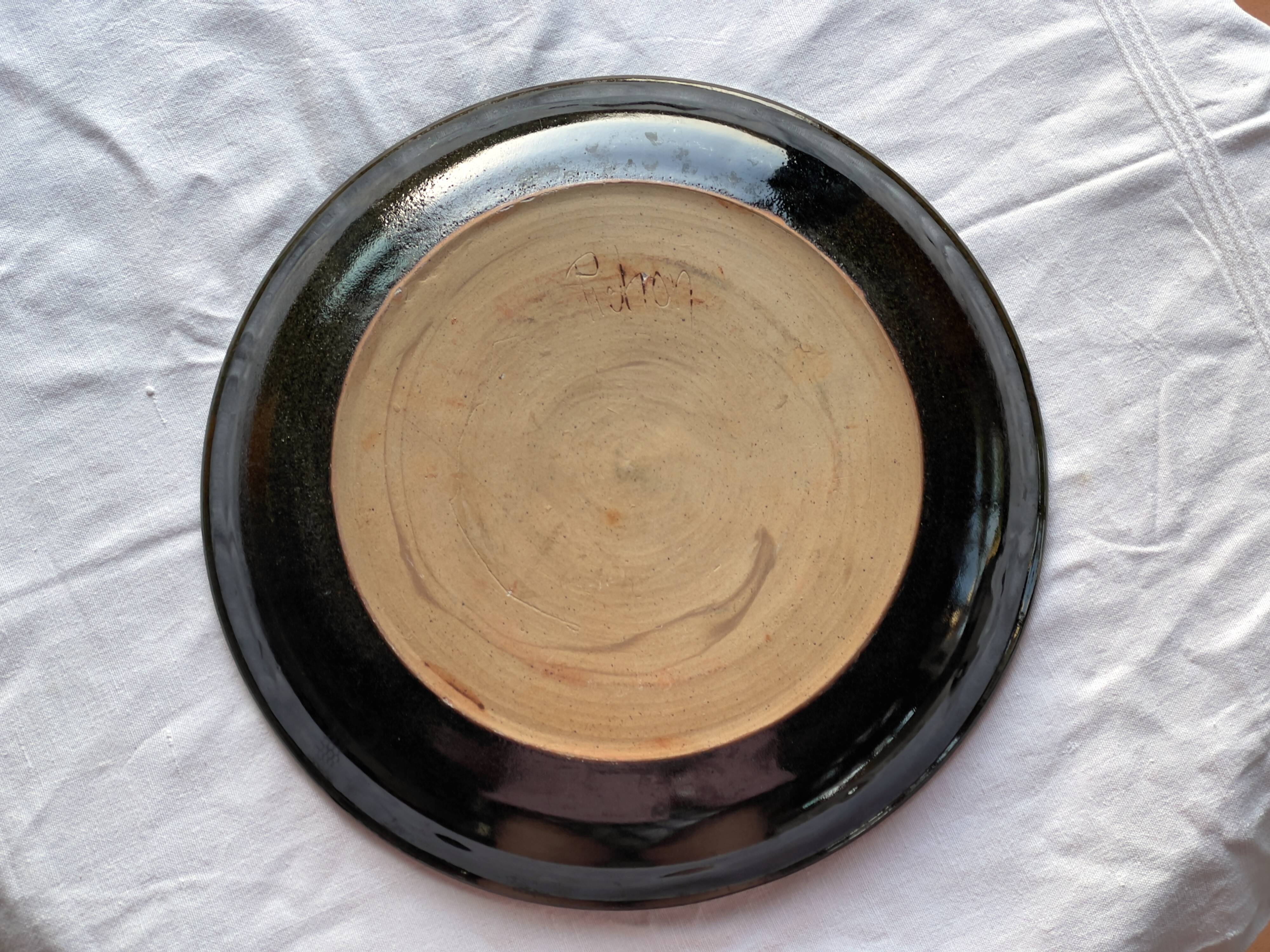 Large Pichon stoneware dish 1960