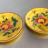 2 old St Clément yellow flower plates