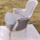 Bergère armchair with blue striped seat and back