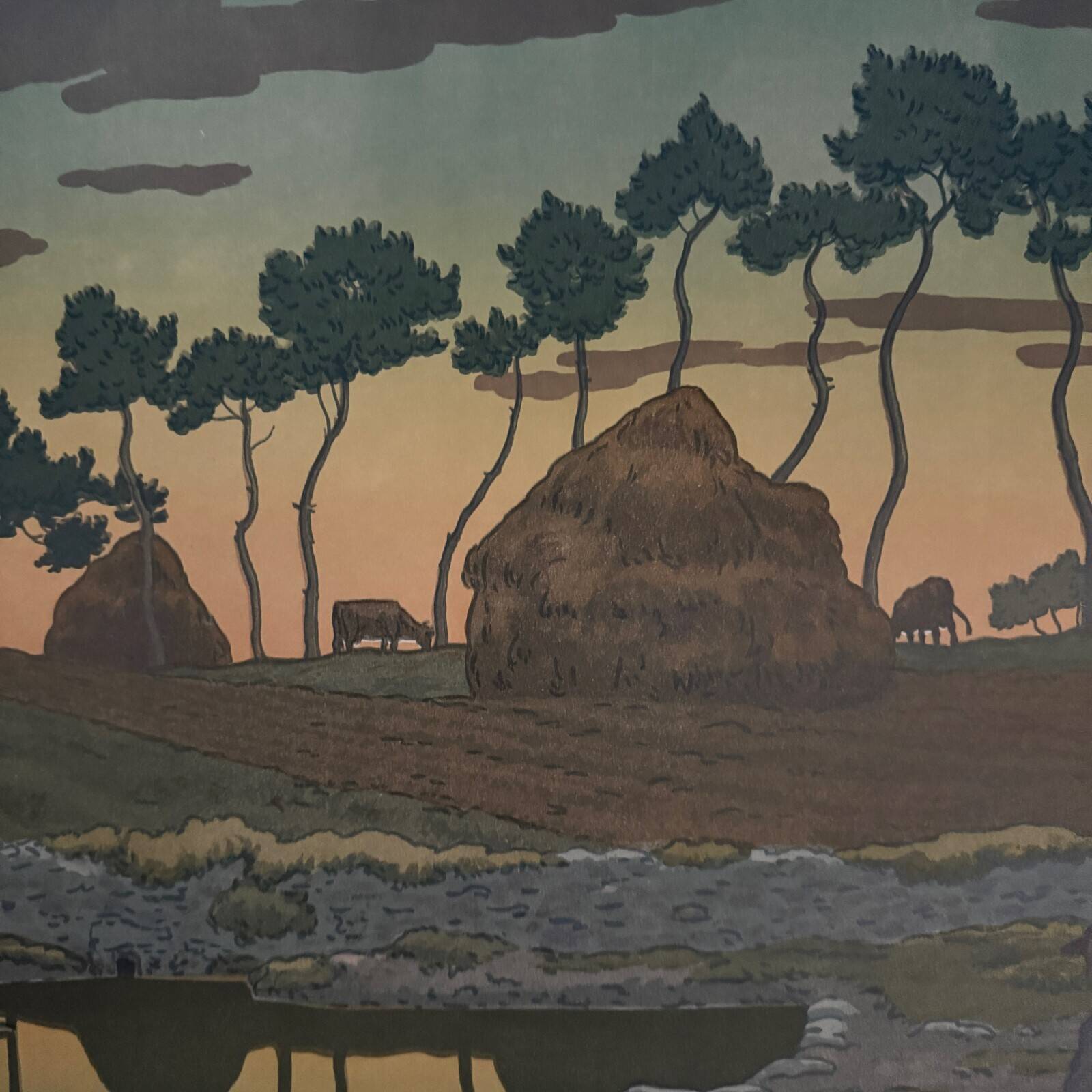 Lithograph by Henri Rivière The Aspects of Nature - The Twilight