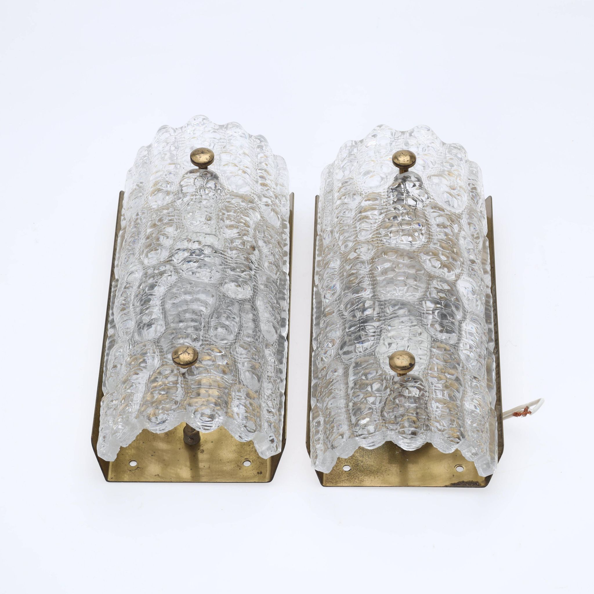 Glass wall lamp by Carl Fagerlund for Orrefors Sweden 1960s set of 2