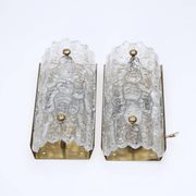 Glass wall lamp by Carl Fagerlund for Orrefors Sweden 1960s set of 2