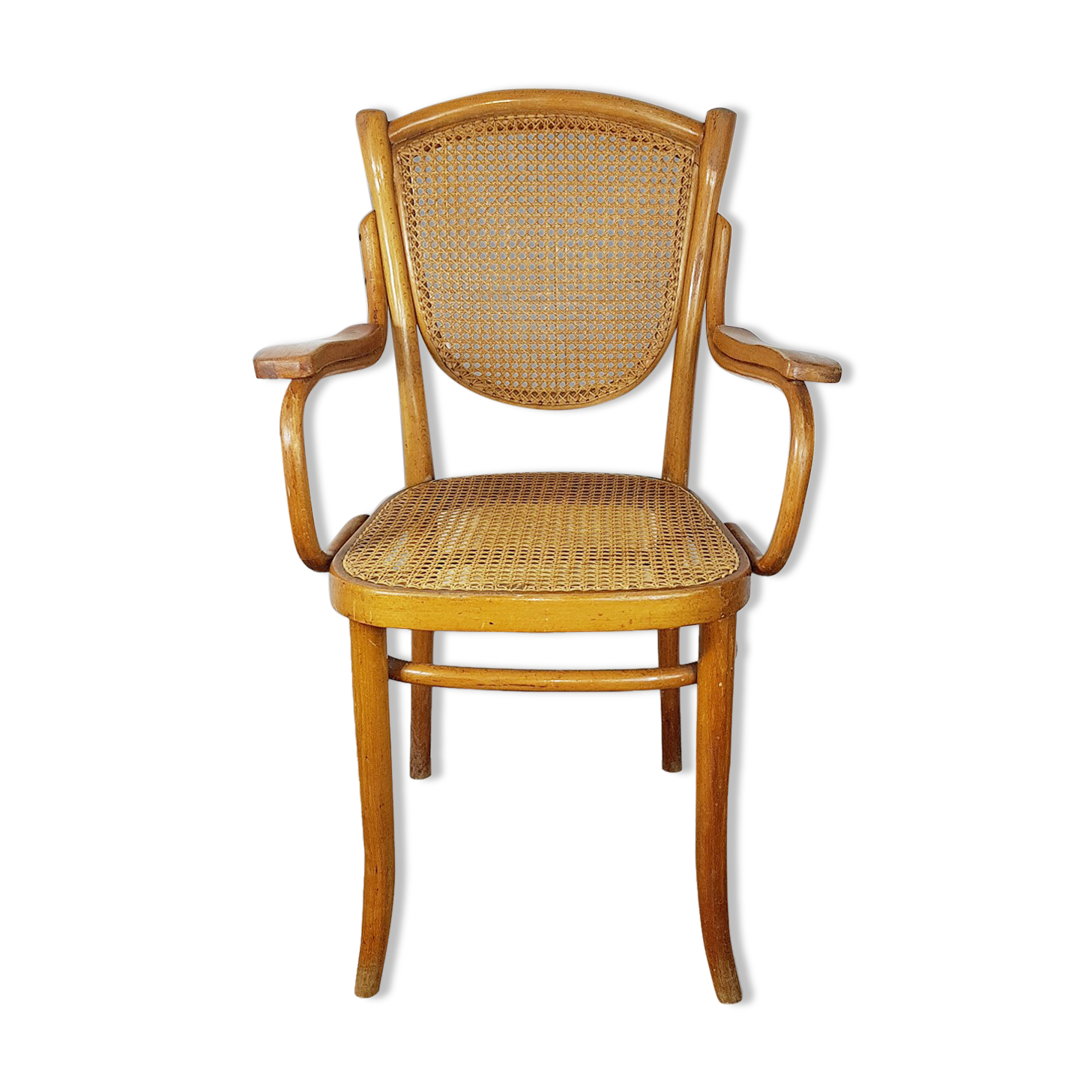 Fauteuil assise et dossier en cannage étiquette de Thonet ref sl02