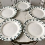Set of 5 flat plates Terre de Fer Saint-Amand late nineteenth