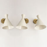 Suite of three italian design wall lamps 1950