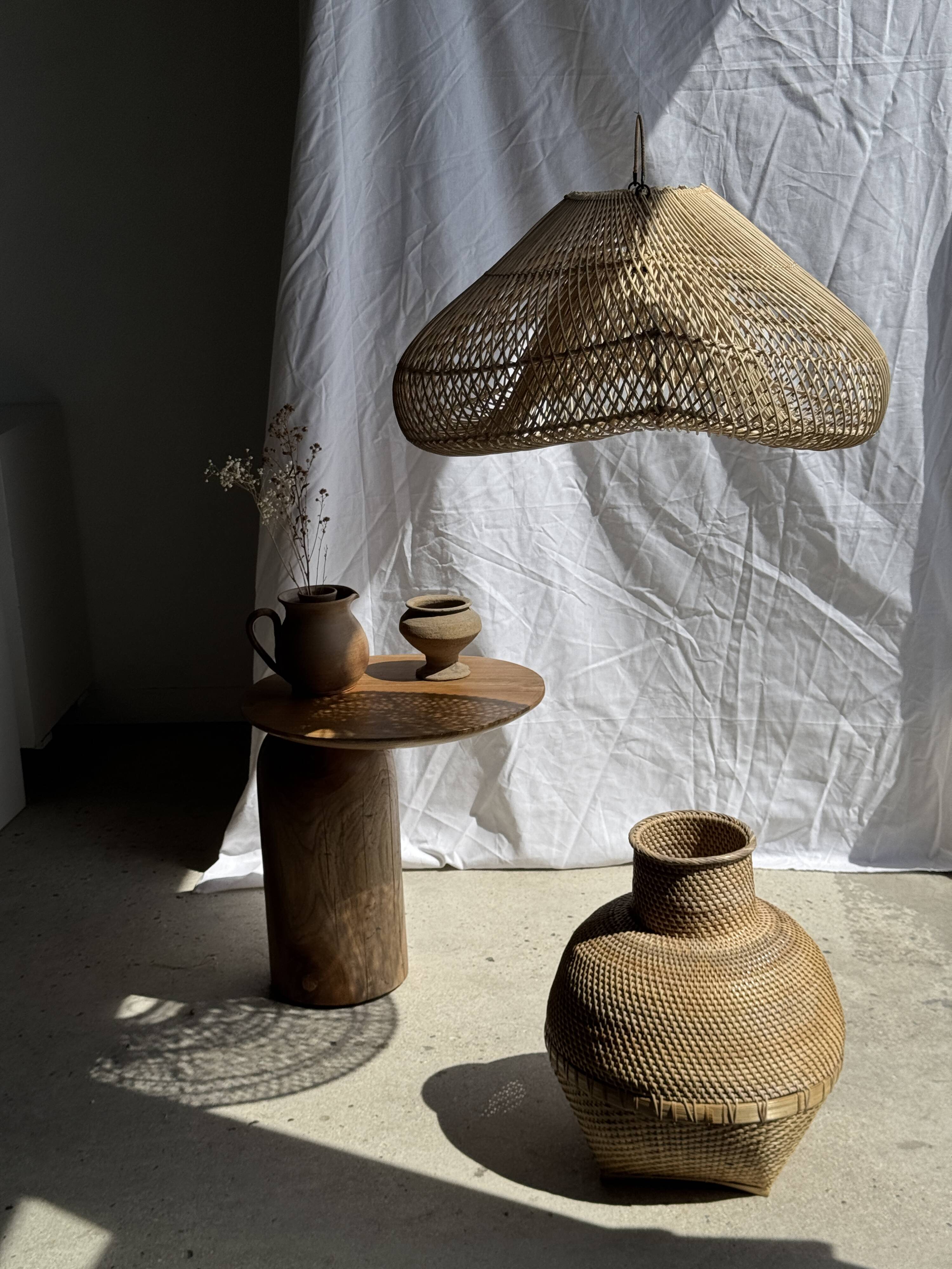 Suspension or rattan lampshade in the shape of a cloud or flattened bubble D60 H35