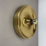 Large 39cm golden charlotte perriand style disc wall lights, germany 1960s