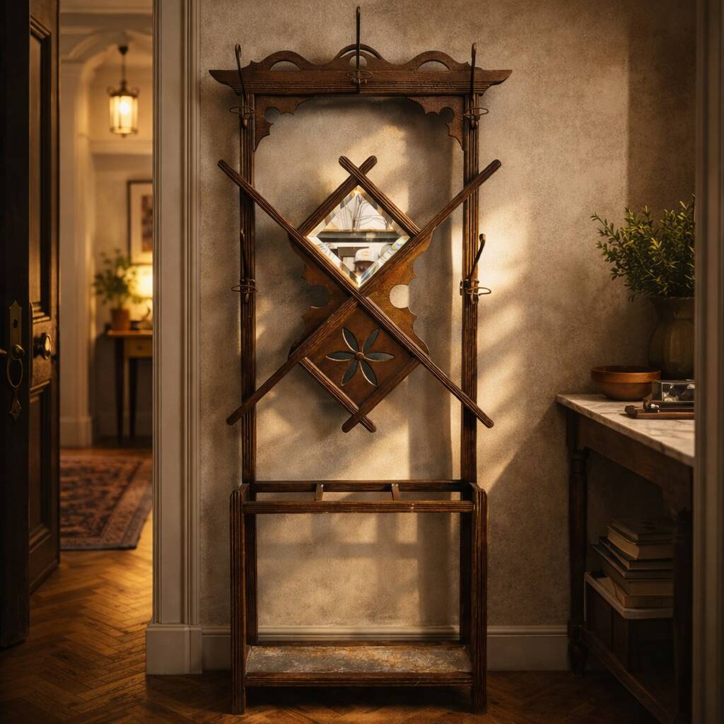 Porte-manteau mural vintage en bois pour couloir