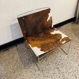 Chromed Fil armchair with fur seat by Pascal Mourgue for Ligne Roset, 1990s