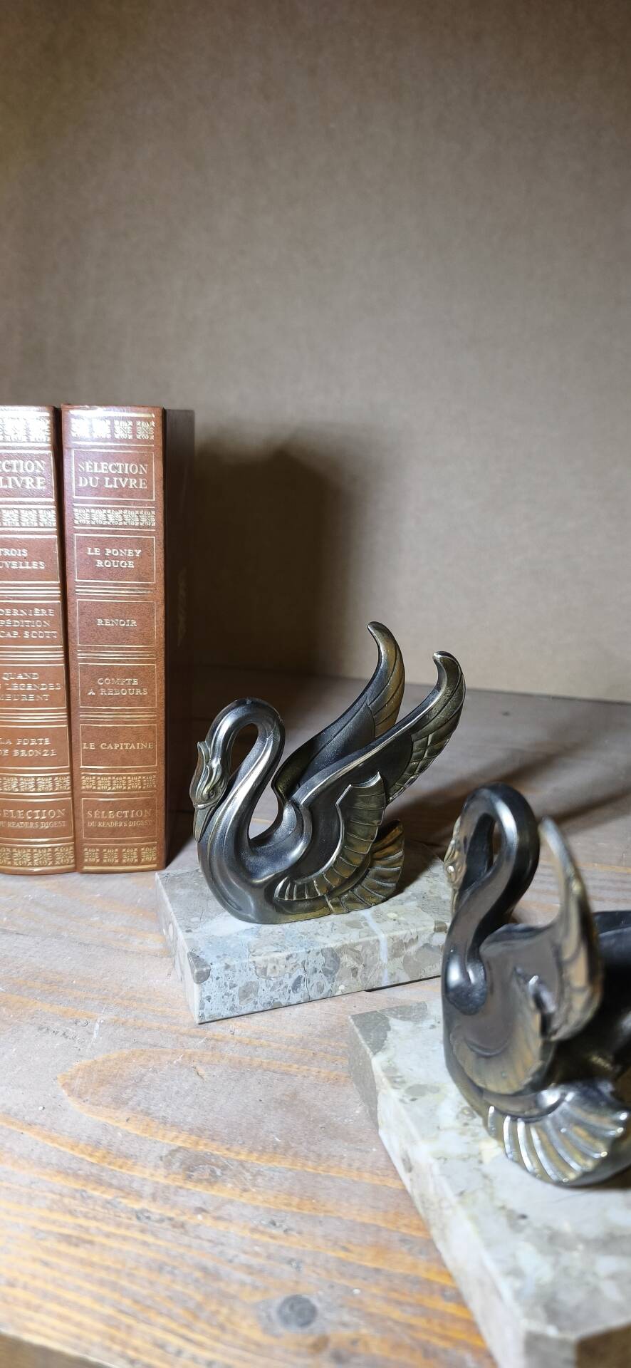Serre-livres Art Déco Cygnes