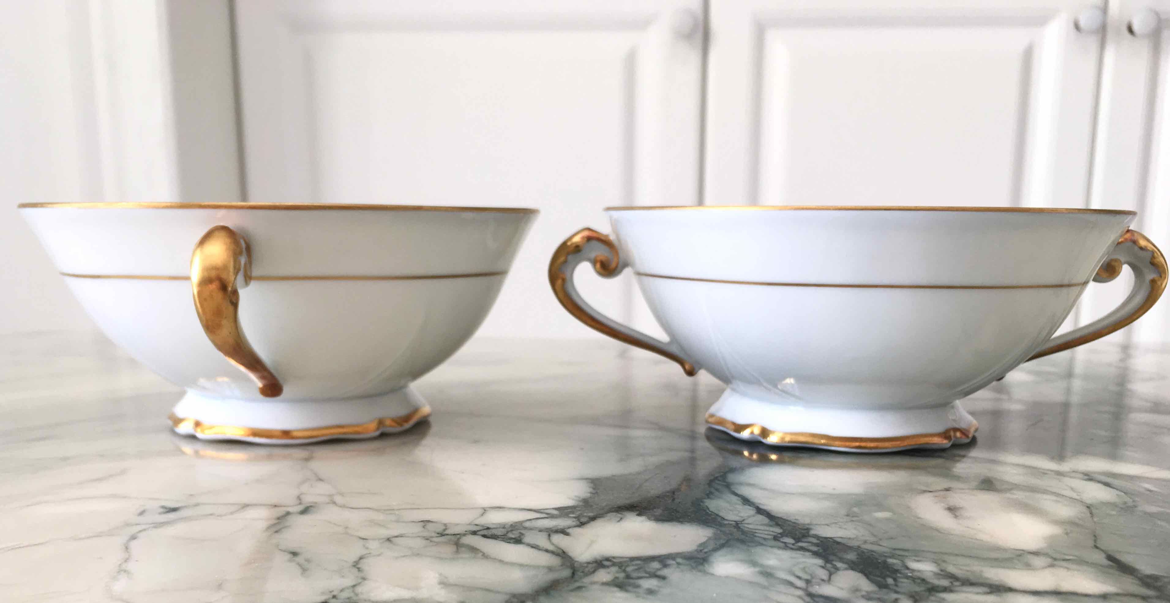 Set of 12 bowls with 2 porcelain handles