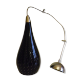 Suspension signed Vianne, inverted drop in glass lined black nuanced and purple interior