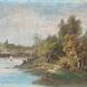 Hst painting "landscape with young fisherman" by lucien henry (1850-1896)