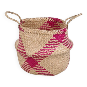 Pink Foldable Basket 35x30 cm (L),Boho-Style Foldable Basket