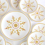 Longchamp dessert service, 10 plates and 1 dish, Vintage