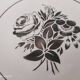 Pie or cake dish 2 handles in old earthenware decoration gray roses
