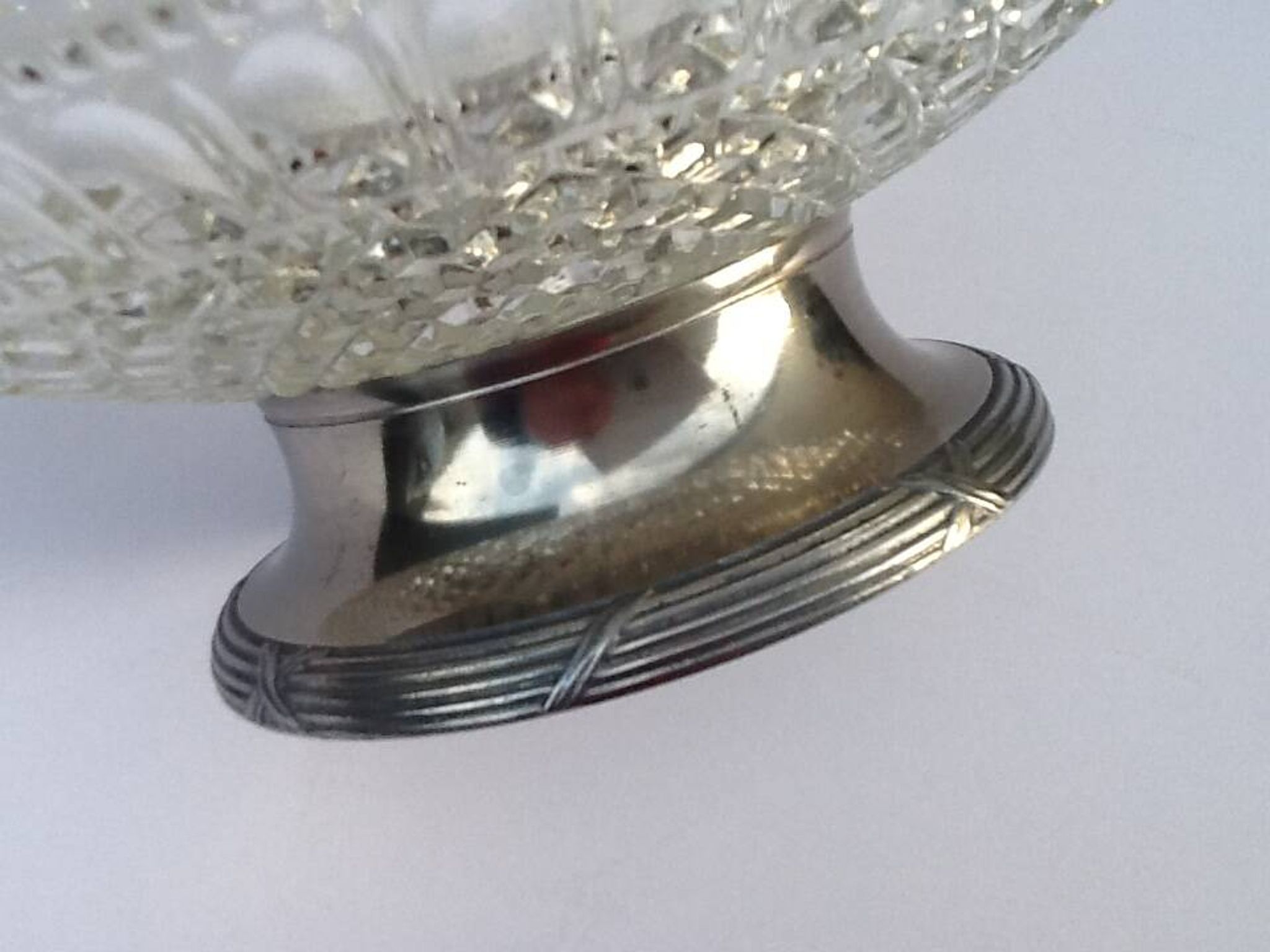 Glass and metal fruit bowl on pedestal, 1930s