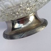 Glass and metal fruit bowl on pedestal, 1930s