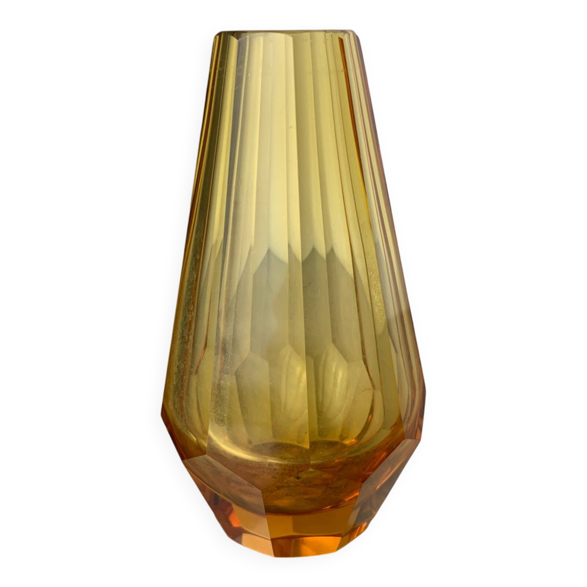 Yellow Faceted Vase by Seguso, Murano glass, Italy, 1970