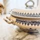 Antique soup tureen in white and blue earthenware – Vintage / Country style