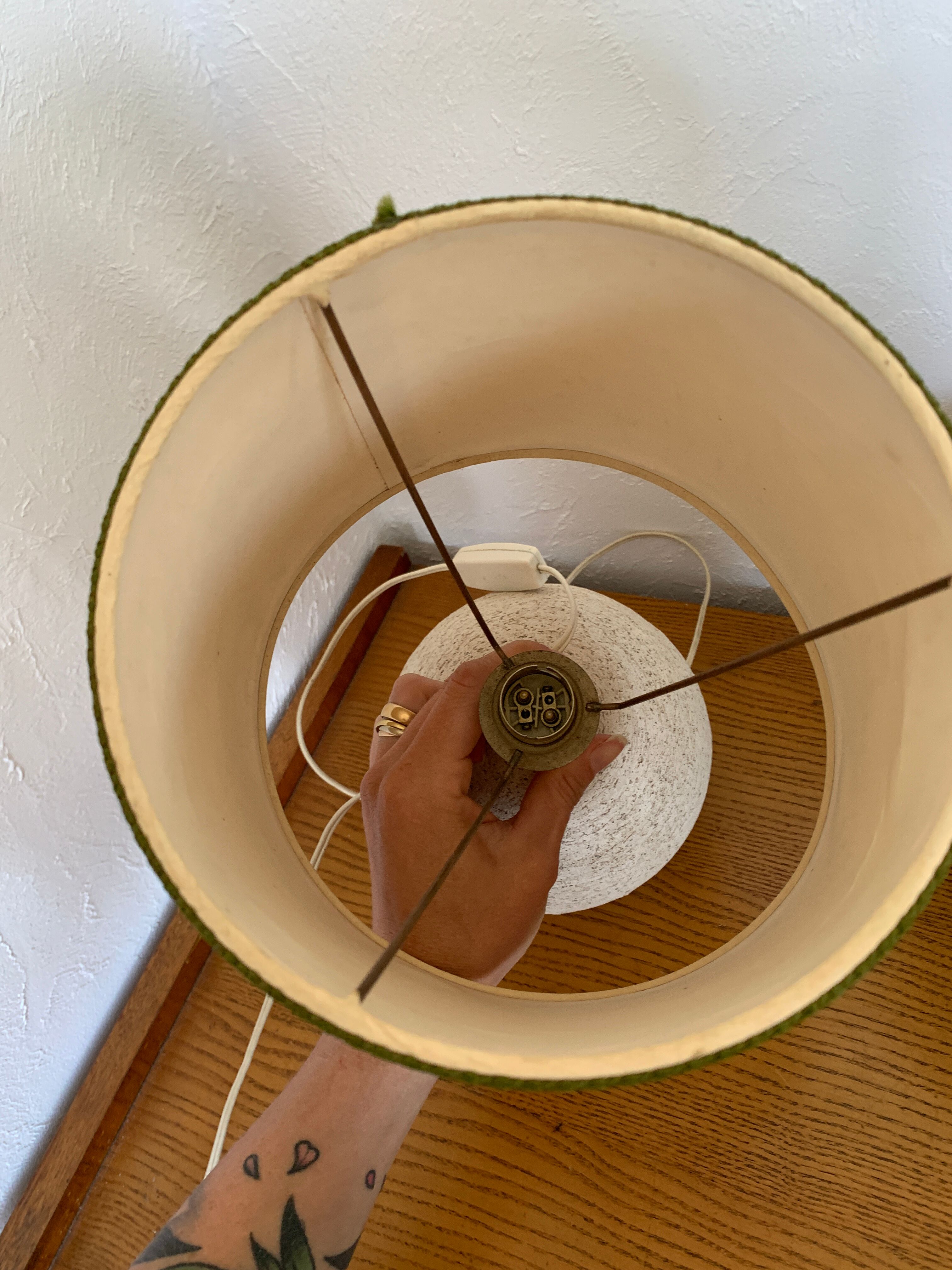 Vintage stone bedside lamp