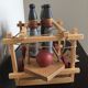 Set of Moulin Roty brand wooden bowling on roller cart, limited series.