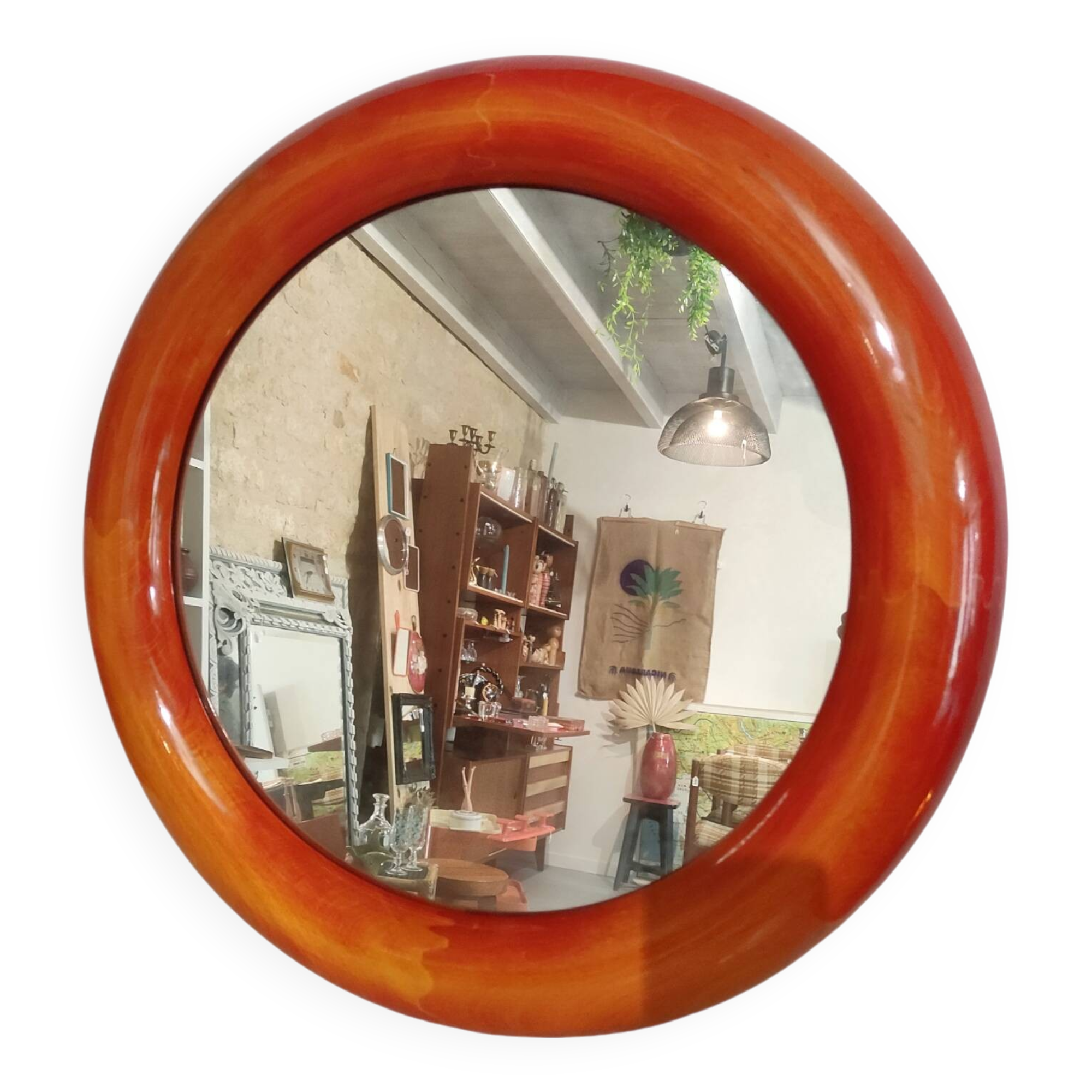 Lacquered wood mirror