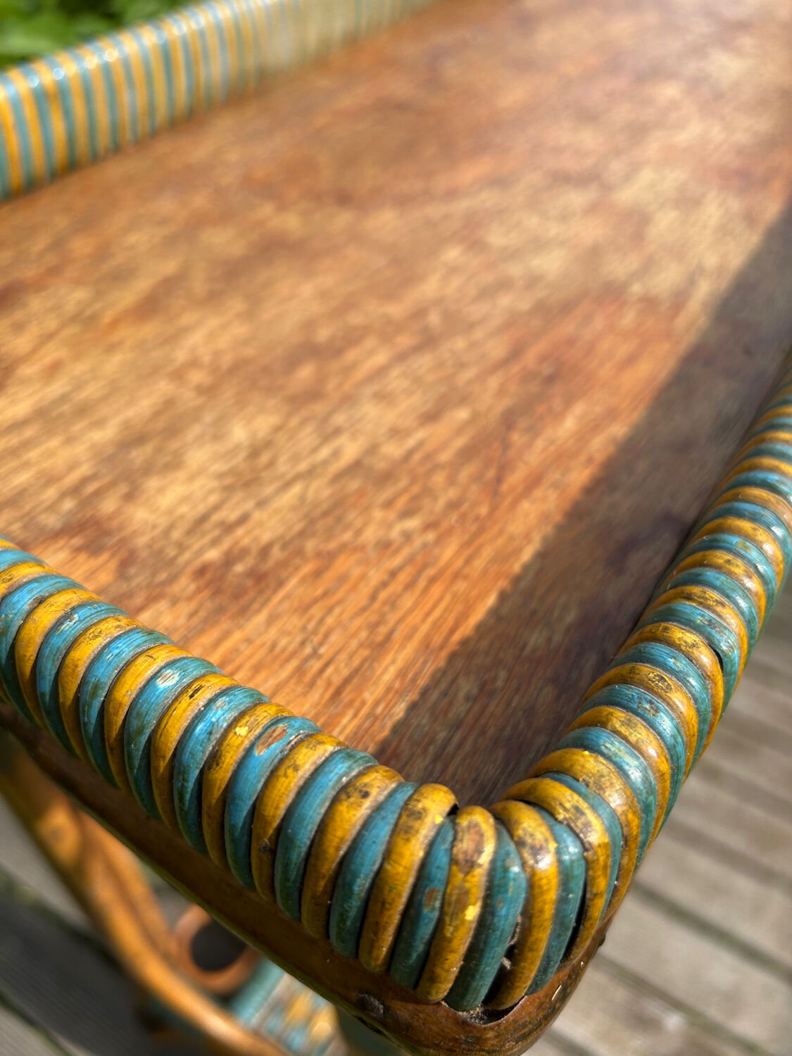 Vintage 1950s rattan console