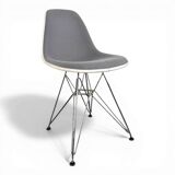 Chaise Vitra Eames DSR rembourrée grise